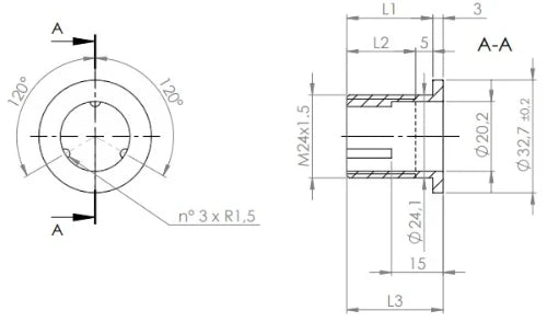 Procasa Quadra / Klaire anneau de trop-plein M24 L25 - chromé