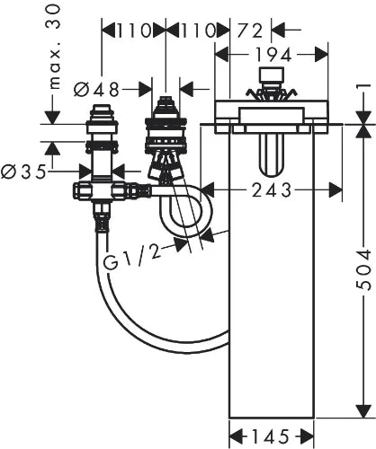 Hansgrohe Universal kit de base pour mitigeur de baignoire à 3 trous sur rebord