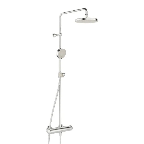 Hansa Hansamicra set de douche thermostatique – chromé – Thermostat de douche Micra – Pomme de douche ronde 200 mm – Douchette à main – Flexible de douche 1/2" x 1750 mm