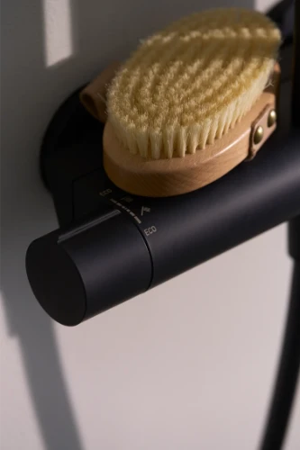 Hansa HansaViva colonne de douche thermostatique avec douche de pluie - douchette 3 jets - flexible 1750 mm - noir mat