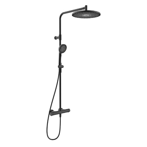 Hansa HansaAureliaa robinet thermostatique douche avec douchette 110 mm 3-jets avec douche à effet pluie 300 mm - avec barre et flexible 1750 mm - noir mat