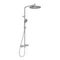 Hansa HansaAureliaa thermostat de douche avec douchette 110 mm 3-jets avec douche à effet pluie 300 mm - avec barre et flexible 1750 mm - acier brossé