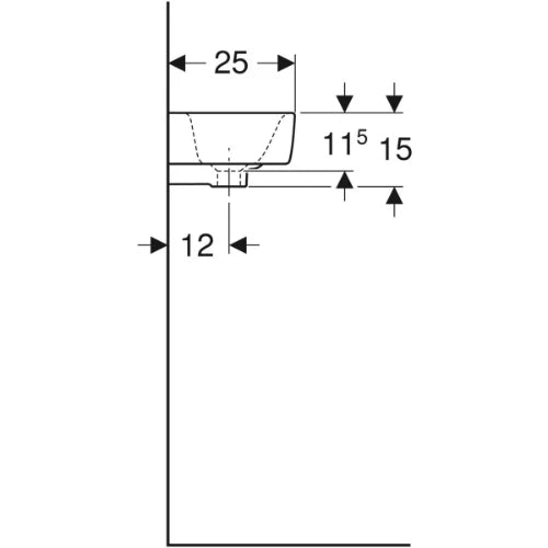 Geberit Renova Compact lave-mains 400 x 250 mm - blanc - avec trou de robinet droite - sans trop-plein
