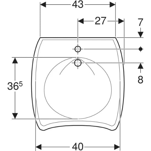 Geberit Vitalis lavabo pour les personnes handicapées 550 x 550 mm - blanc - avec trou de robinet - avec trop-plein