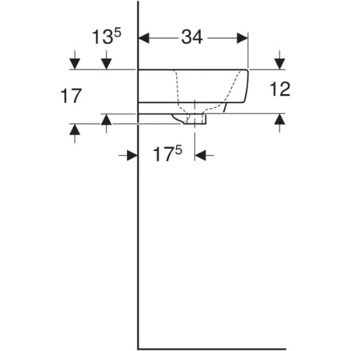 Geberit Renova Plan lave-mains 450 x 340 mm - blanc - avec trou de robinet - sans trop-plein