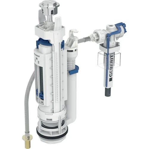 Geberit type 290-383 affleurant intérieur avec 2 quantités - raccordement à l’eau universel - 3/8 - mamelon en laiton - chromé brillant