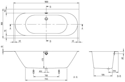 Villeroy & Boch Oberon 2.0 baignoire quaryl 1800 x 800 mm - Stone White