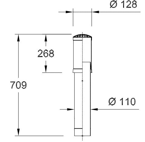 Ubbink passage toiture ventilation égout 110 mm (longueur 709mm) - noir