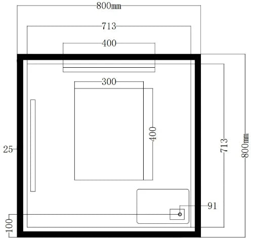 Procasa Klaire mirroir carré 800 x 800 mm - avec éclairage led - anti-buée - capteur - dimmable