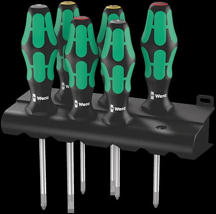 Wera 335/350/355/6 set de tournevis plat/Ph/PZ + support