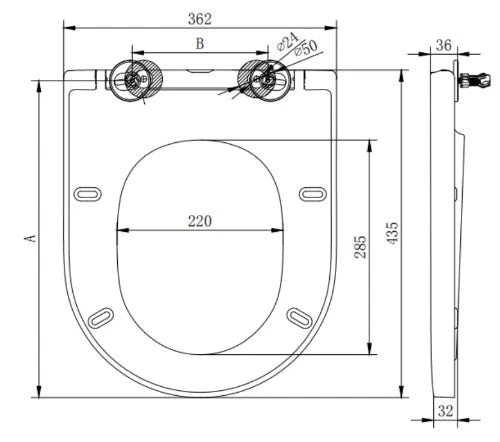 Procasa Mezzo wc suspendu PACK compact 470 mm avec siège softclose et quickrelease - blanc