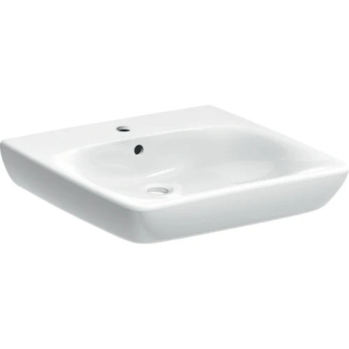 Lavabo Geberit Selnova Comfort logement accessible 600 x 550 mm - blanc - avec trou de robinet - avec trop-pein