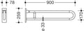 Hewi 801 barre d`appui relevable ,L=900mm blanc pur