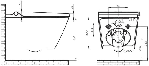 Procasa Onsen 2.0 Sense Toilettes de douche Cyclone flush - avec abattant softclose Quickrelease - blanc mat