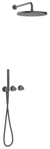 Procasa Vivo kit de finition pour thermostat de douche avec onduler & douchette & tête de douche 300 mm mural - Gun Metal PVD - acier mat PVD