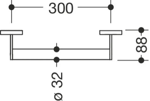 HEWI barre de maintien , Ø32,L=300mm, poudre, blanc mat