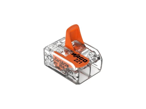 795221412 Wago  borne à fiche compacte avec levier 2 x 0,2-4 mm (set de 10p) - transparent - prix par set
