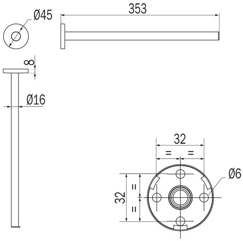 Inda One 4,5 porte-serviette - 35 o 4,5 CM chromé