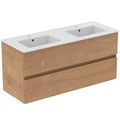 Ideal Standard Eurovit sous-meuble avec 2 tirroirs et plan vasque 1215 x 455 x 565 mm - avec trou robinetterie - avec trop-plein - Natural Oak