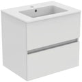 Ideal Standard Eurovit sous-meuble avec 2 tirroirs et plan vasque 610 x 450 x 565 mm - avec trou robinetterie - avec trop-plein - blanc