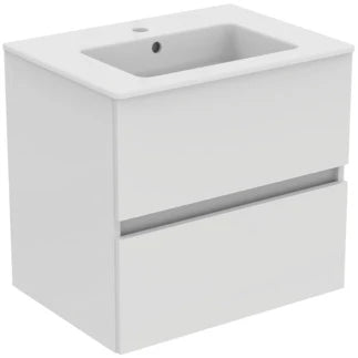 Ideal Standard Eurovit sous-meuble avec 2 tirroirs et plan vasque 610 x 450 x 565 mm - avec trou robinetterie - avec trop-plein - blanc