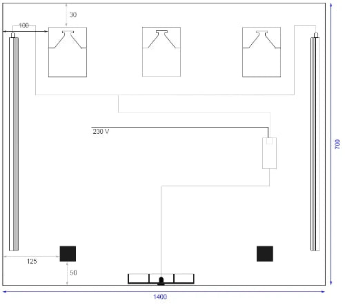 Procasa Universal mirroir 1400 x 700 mm - 2 LED vertical - sensor