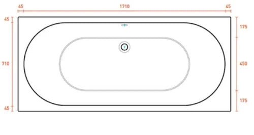 Procasa Helios 2.0 baignoire intégrée composite 1800 x 800 mm - blanc mat - sans pieds