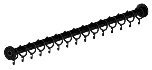 Normbau Nylon Care Tringle droite pour rideau de douche avec anneaux, NY.DU-VST 781.230, L = 1051 - 1575 mm, Noir 016