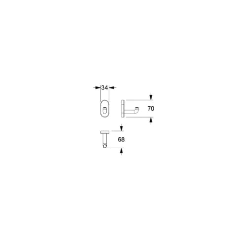 Normbau Nylon Care Patère murale, NY.WH 57, 70 x 34 mm, Blanc 019