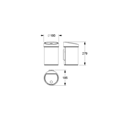 Normbau Cavere Poubelle murale 7500499, 170 x 280 x 185mm, Ø 182 mm, Cavere® Blanc satiné 092