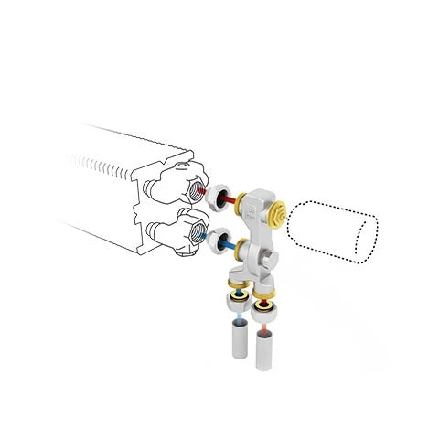 Jaga kit 12 - raccordement vers le sol - départ à l'extérieur - commande en partie basse - M24 - Tête de vanne manuelle - raccords bicônes M24 x 16/2 VPE/ALU