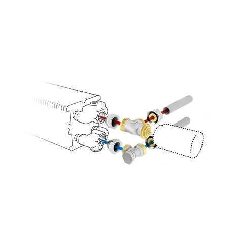 Jaga kit 225 - raccordement vers le mur - commande au sein de l'habillage - vanne Jaga - EK3/4 - Jaga Tête de vanne blanc he - raccords bicônes EK3/4 x 16/2 VPE/ALU