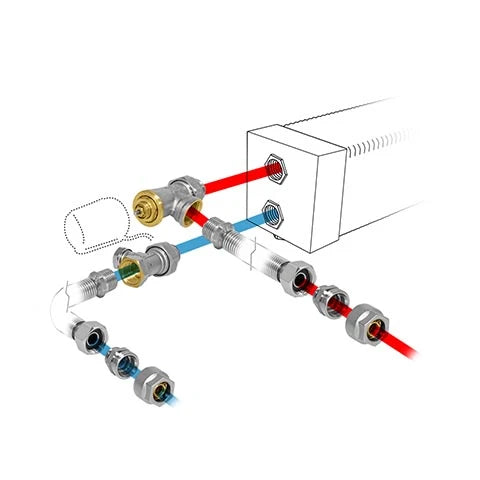 Jaga kit 298 pour Clima Canal - Kv max 1.0 - sans pré- réglage - Moteur thermoélectrique 24 VC - raccords bicônes EK3/4 x 20/2 VPE/ALU
