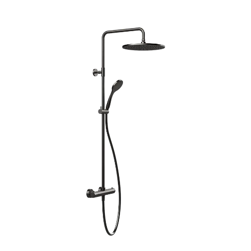 Gessi Emporio Shower set de douche thermostatique avec douche de tête 300 mm et douchette anticalcaire - flexible 1500 mm - noir métal brossé