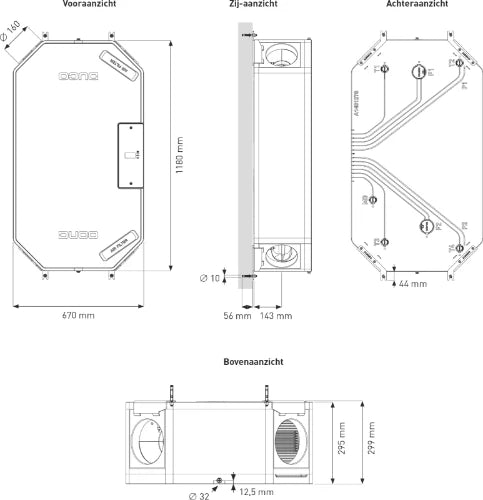 DucoBox Energy Sky D275 unité de ventilation système D - modèle plafond