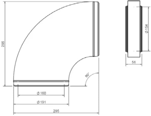 DucoFlex Star coude de ventilation isolé 90° avec raccord -  dia 160mm